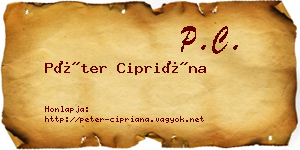Péter Cipriána névjegykártya